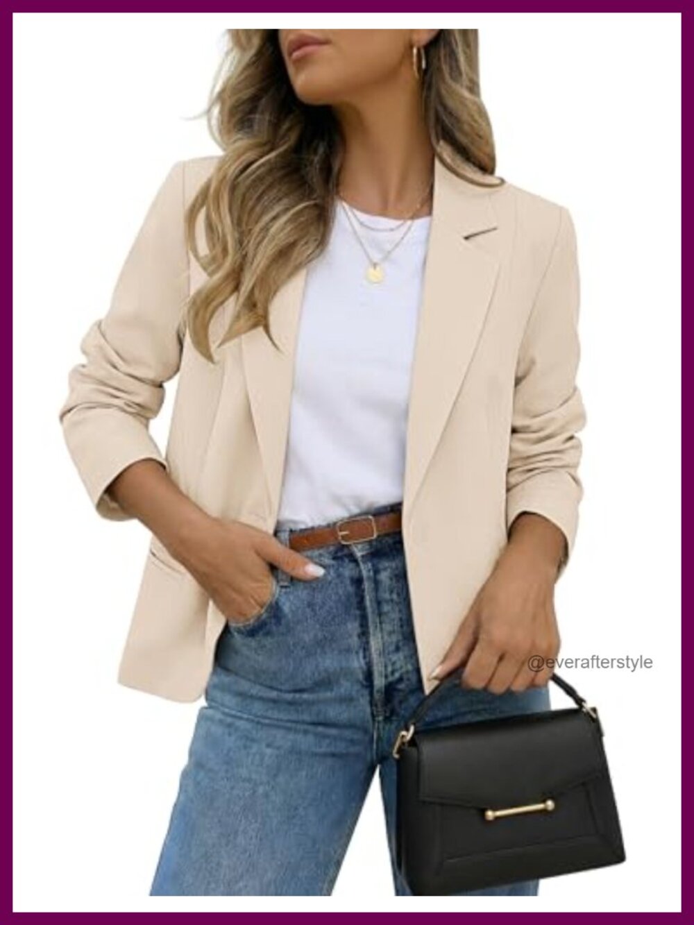 Womens Blazer Long Sleeve Button Front Fully Lined Business Casual Suit Jacket